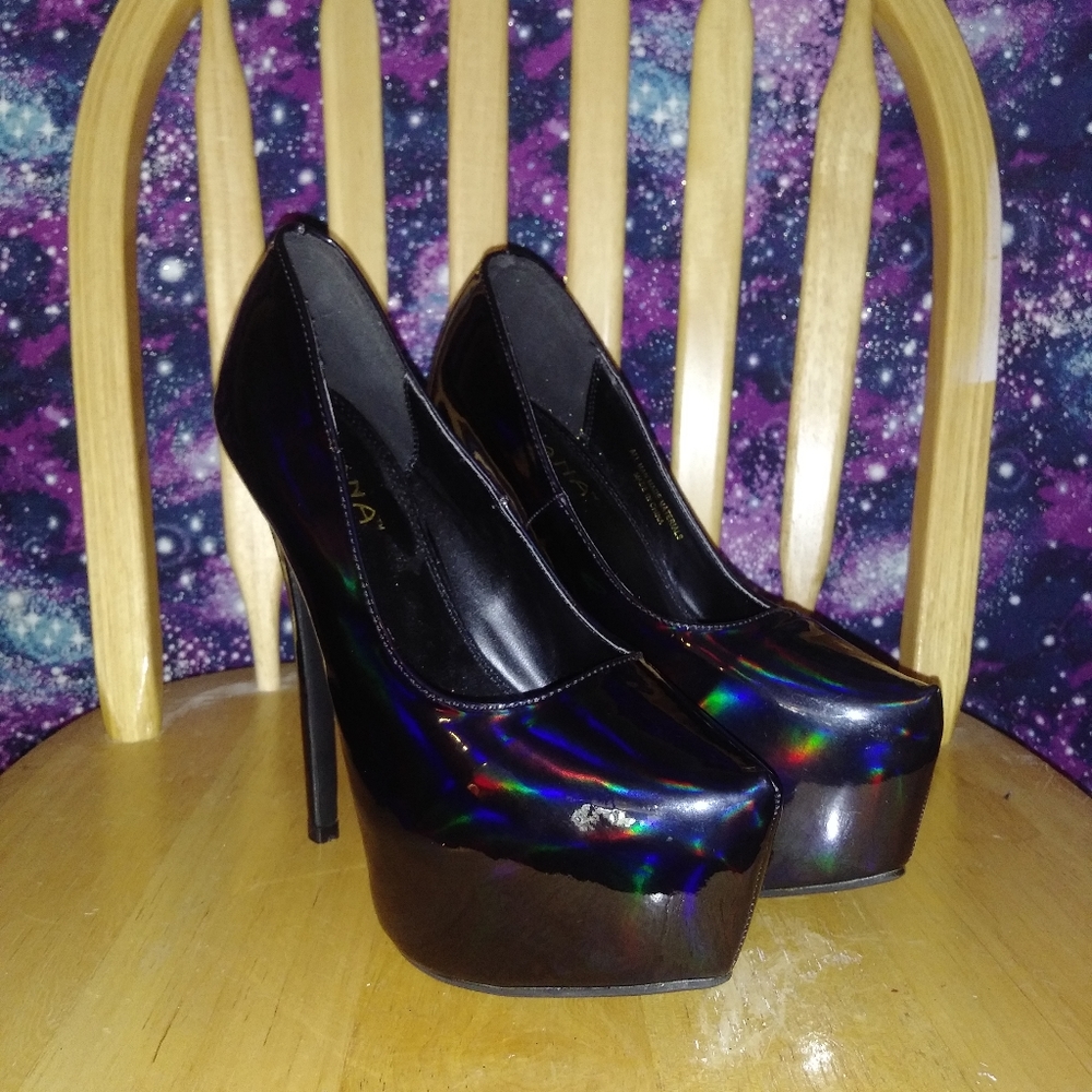 Liliana Holographic Black Heels